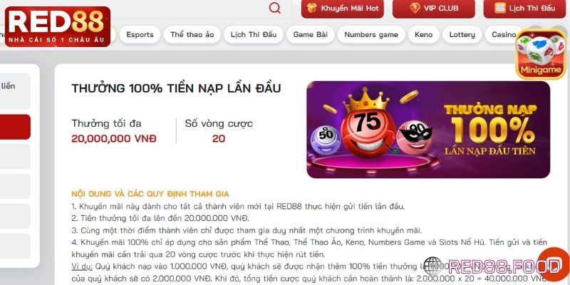 Thưởng 100% tiền nạp lần đầu cho các thành viên